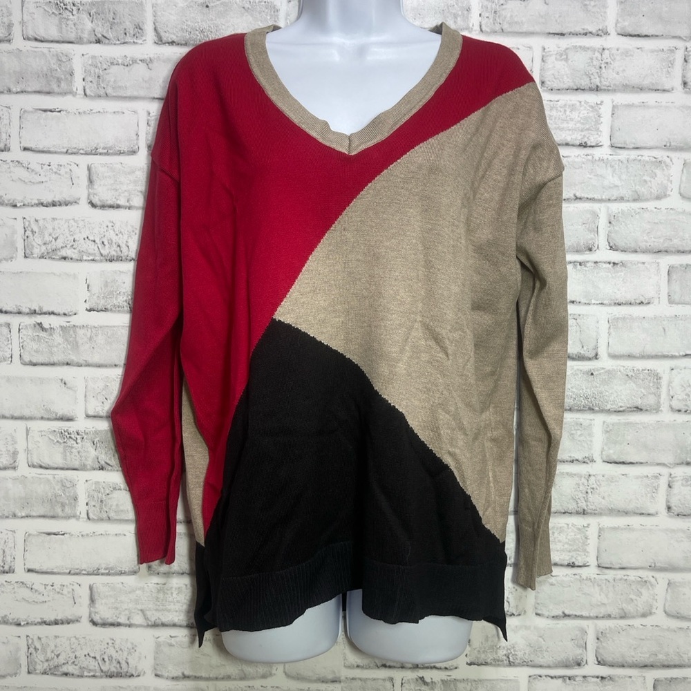 Verve ami V-Neck Color Block Sweater NWT Small